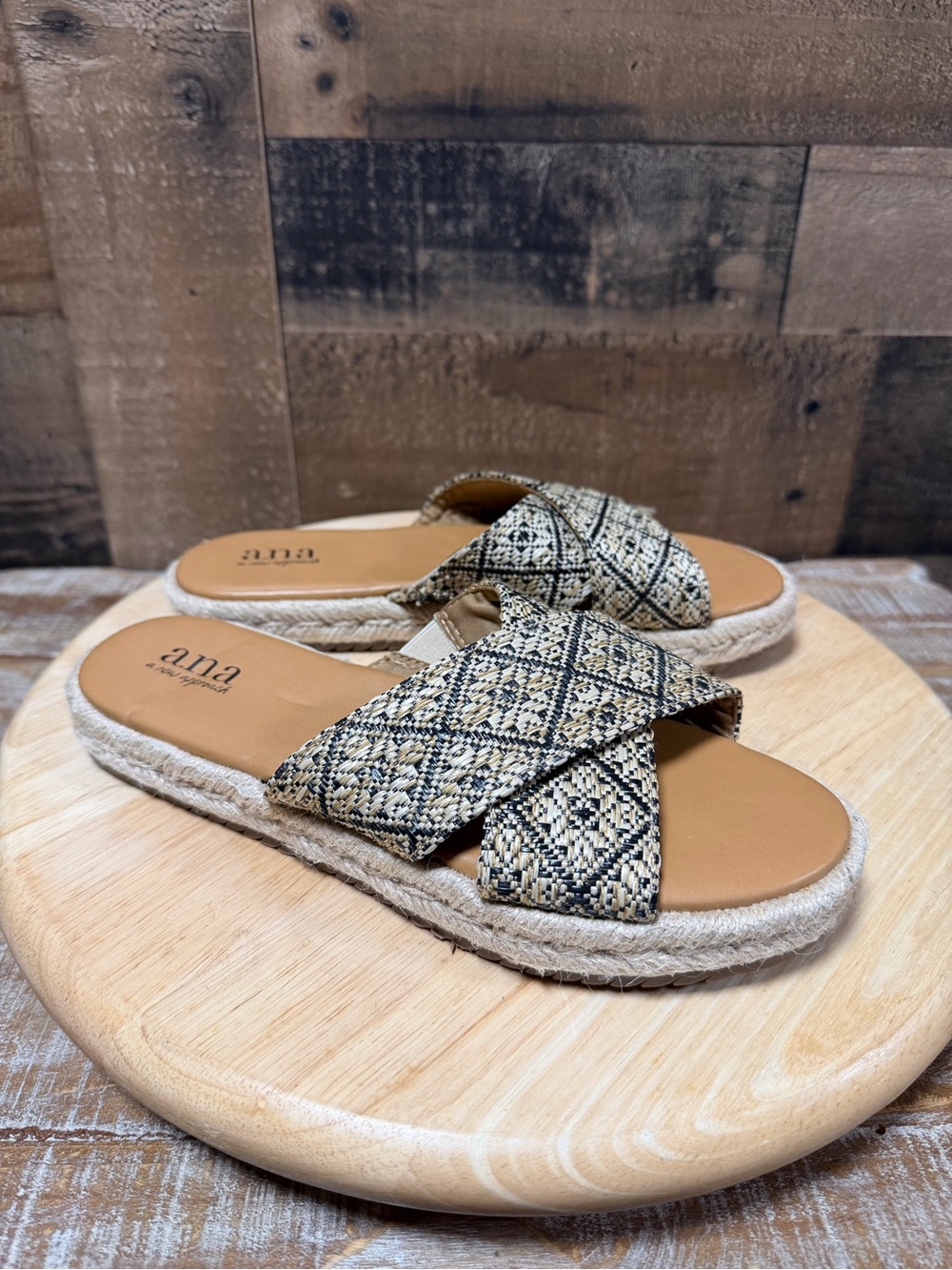 Ana Berkely Women’s Slide Sandals Size 7M Woven Espadrille Criss Cross NWT
